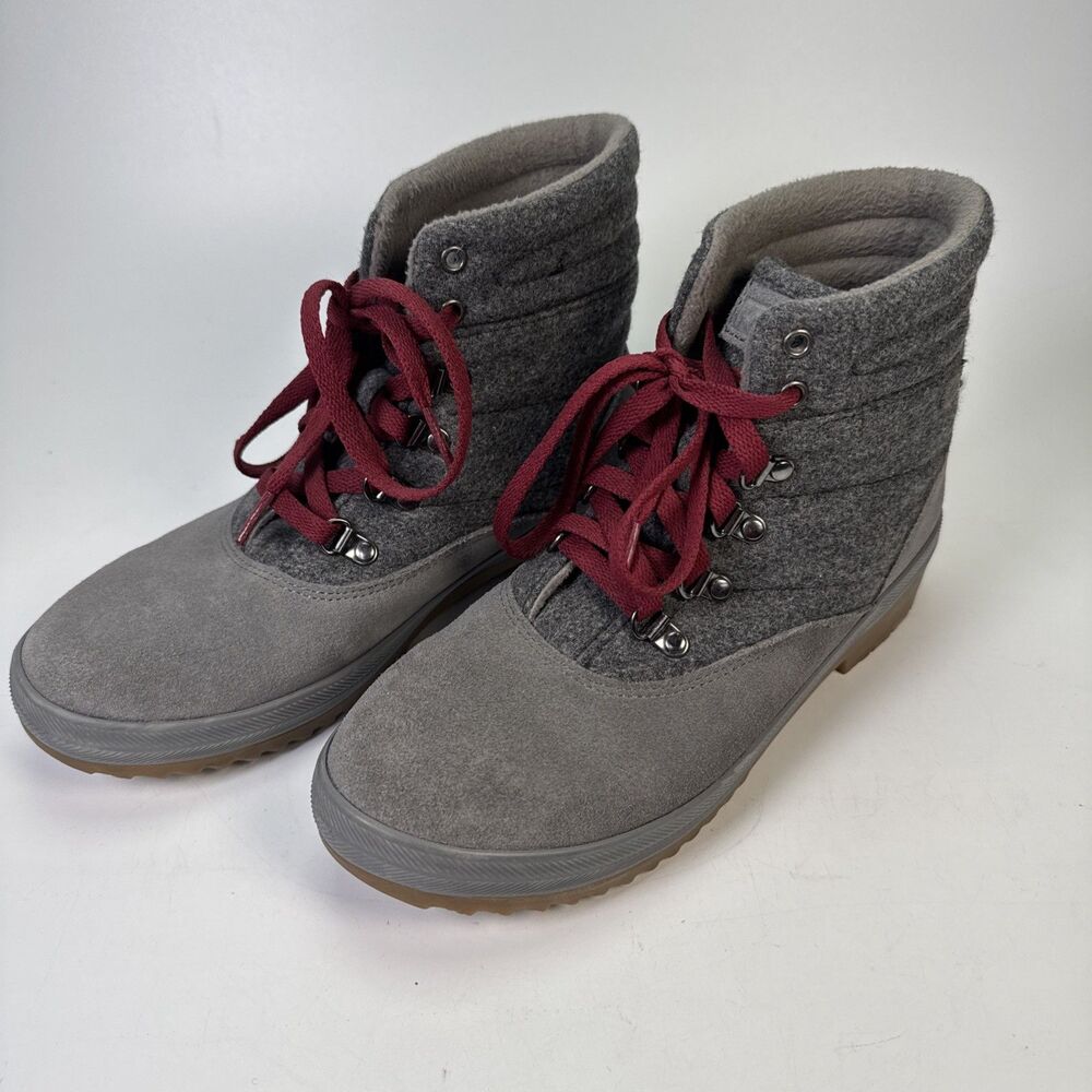 Keds Gray Wool Felt Lace Up Ankle Boots Winter Casual Shoes Women’s Size 8.5